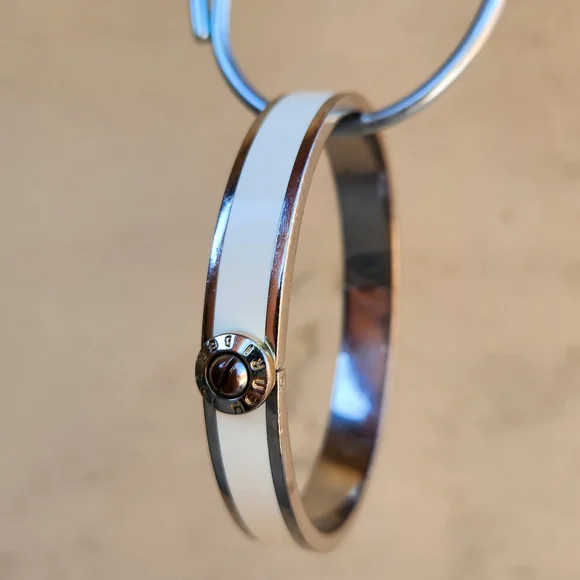 Henri Bendel White Enamel & Silver Bangle - Picture 4 of 11